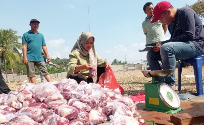 Wakil Ketua Gerindra Lampung Selatan Erma Yusneli Bagikan Ribuan Paket Daging Kurban