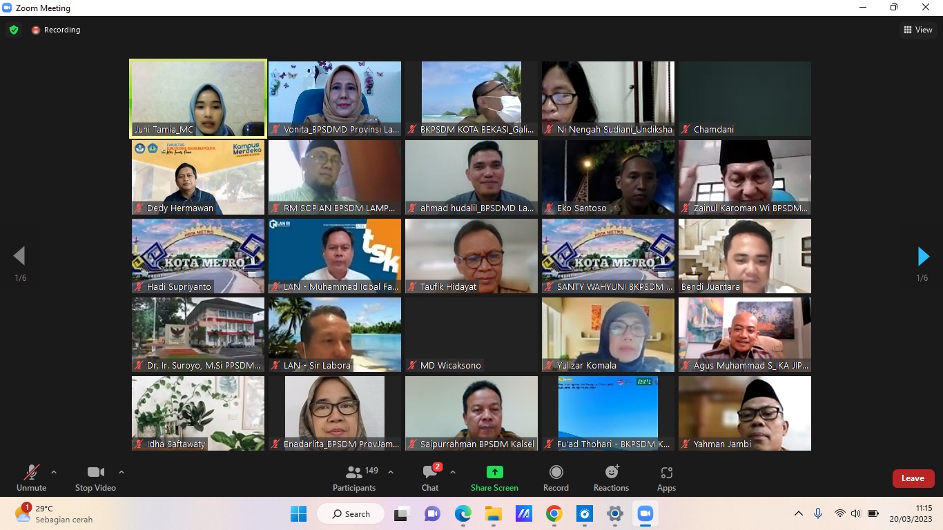 Pokja Widyaiswara Bersama IKA JIP FISIP Unila Gelar Webinar Menatap Wajah Birokrasi
