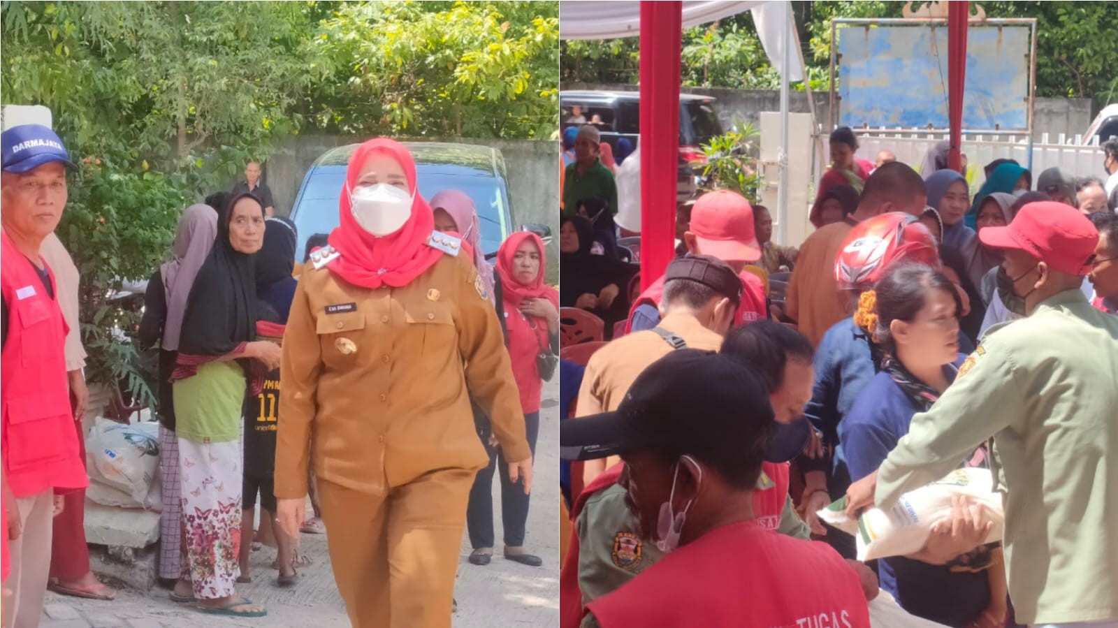 Wali Kota Eva Dwiana Bagikan Beras ke Warga Panjang dan Bumi Waras