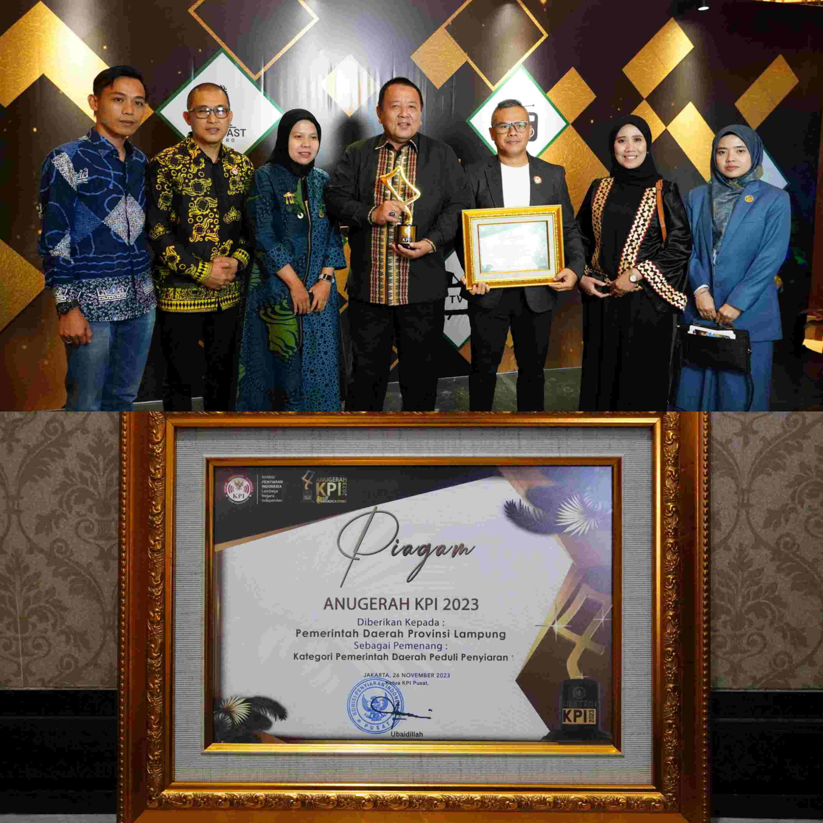 Gubernur Arinal Djunaidi Meraih Anugerah KPI Tahun 2023 Kategori Pemerintah Daerah Peduli Penyiaran