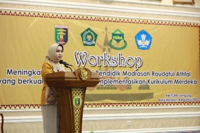 Bunda PAUD Riana Sari Arinal Buka Workshop Kurikulum Merdeka Pengurus Wilayah Ikatan Guru Raudhatul Athfal Provinsi Lampung