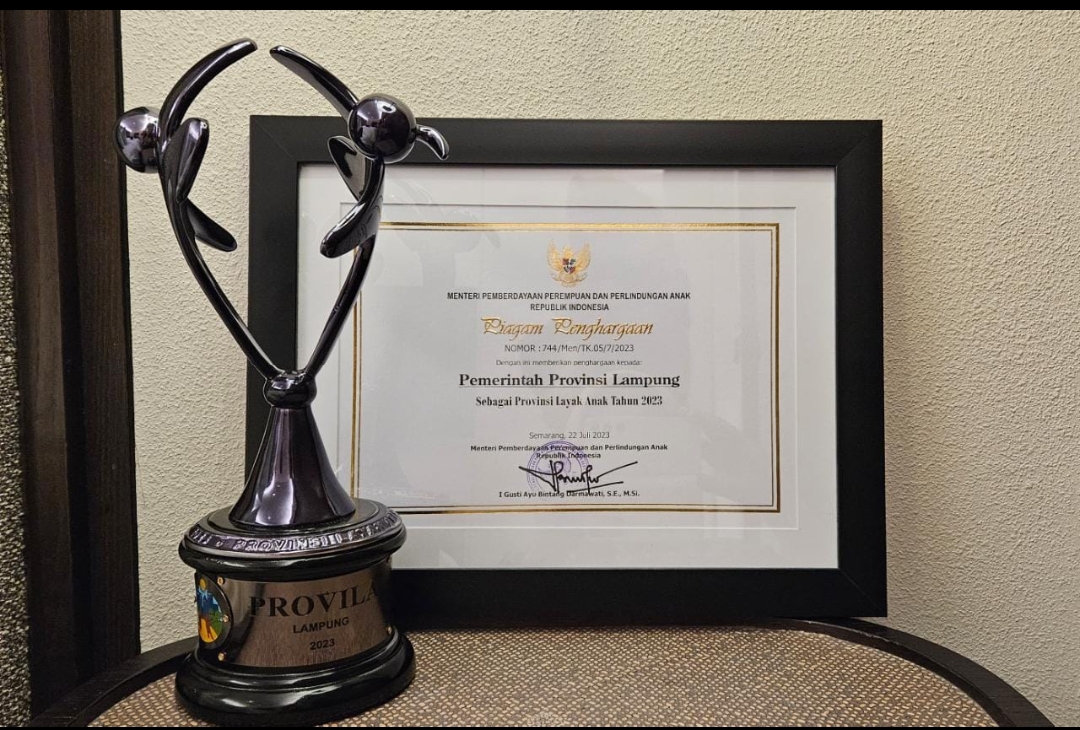 Gubernur Arinal Djunaidi Meraih Penghargaan Pelopor Provinsi Layak Anak Dari Kementerian Pemberdayaan Perempuan dan Perlindungan Anak RI