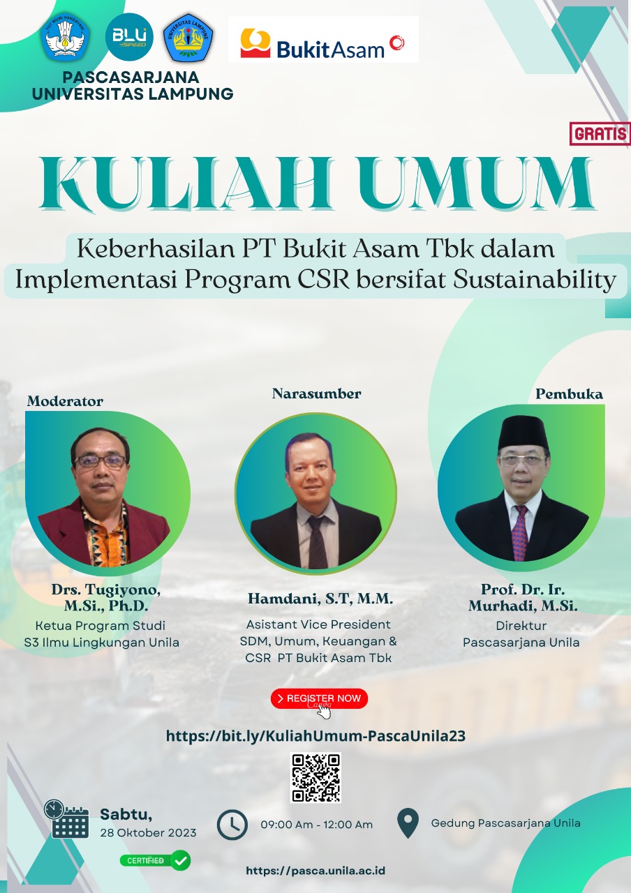 Pascasarjana dan PT Bukit Asam Adakan Kuliah Tamu Keberhasilan Program CSR Berkelanjutan
