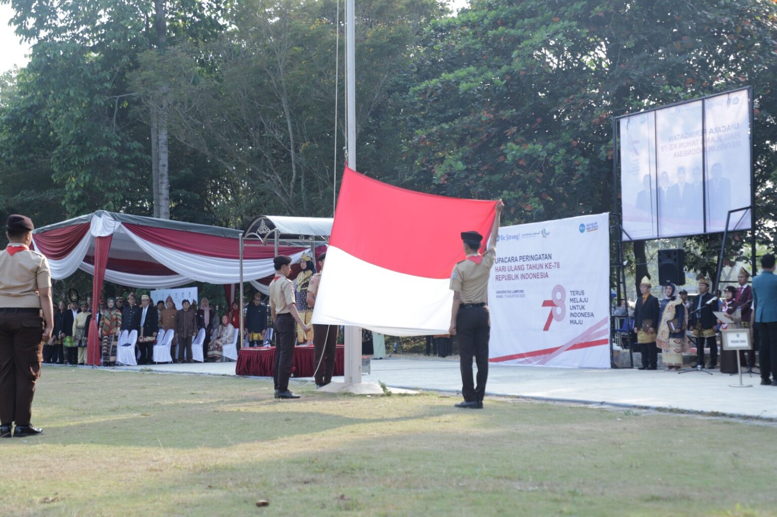 Sivitas Akademika Unila Gelar Upacara Peringatan HUT ke-78 RI