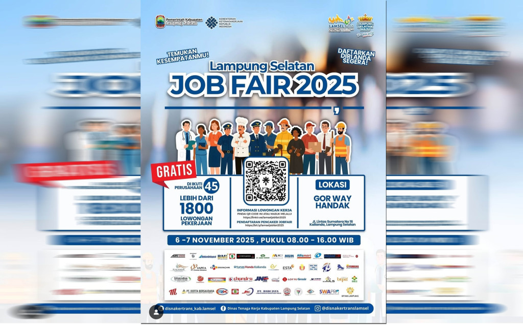 Buka 1.800 Lowongan, Pemkab Lampung Selatan Gelar Job Fair 2025 di GOR Way Handak