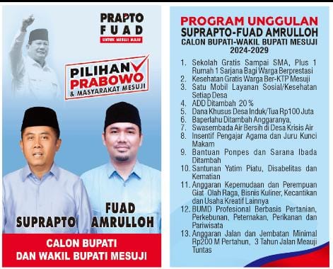 Suprapto-Fuad Usung 13 Program Unggulan untuk Mesuji Maju