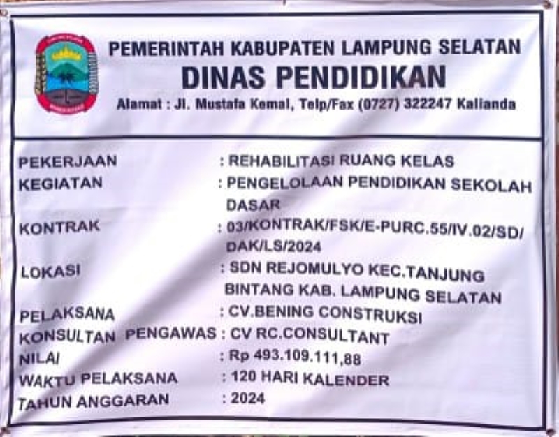 K3 Dilanggar, Proyek Rehabilitasi SDN Rejo Mulyo Diduga Bermasalah