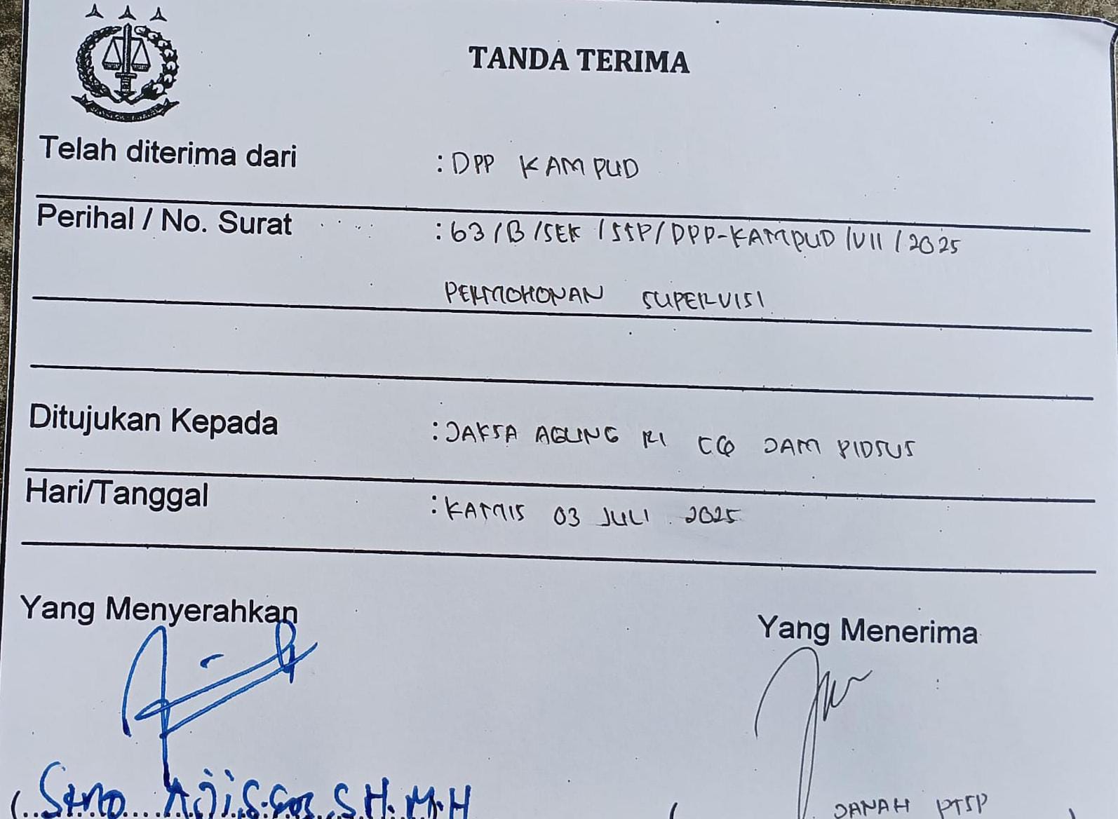 DPP KAMPUD Surati Kejagung, Minta Supervisi Kasus Korupsi KONI Lampung dan Tetapkan Eks Ketum MYSB Tersangka