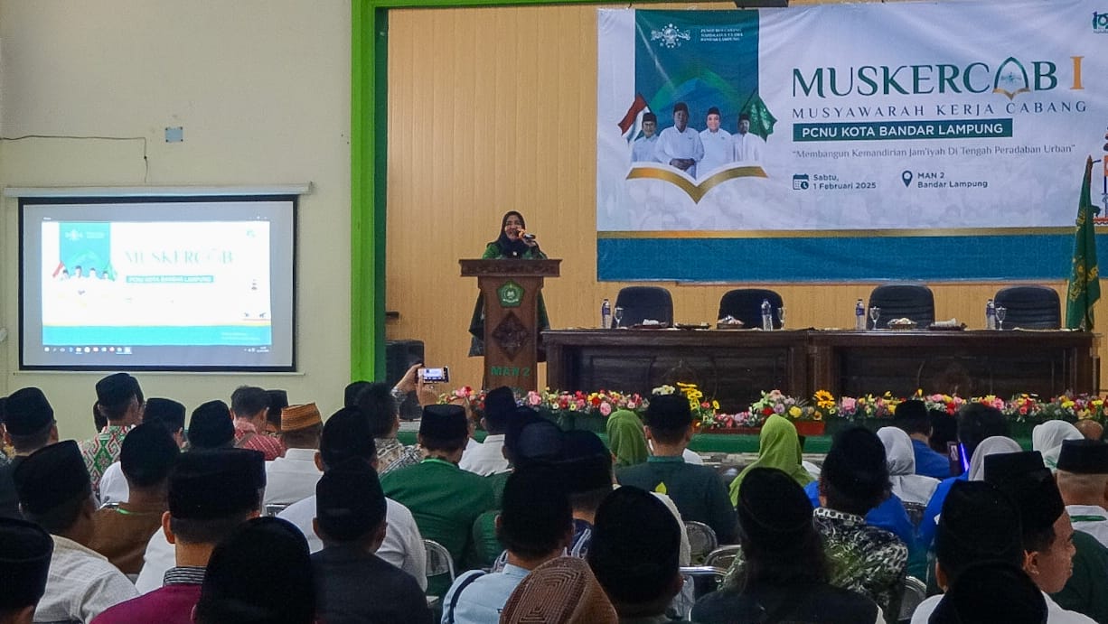 Eva Dwiana Buka Muskercab I PCNU Kota Bandarlampung