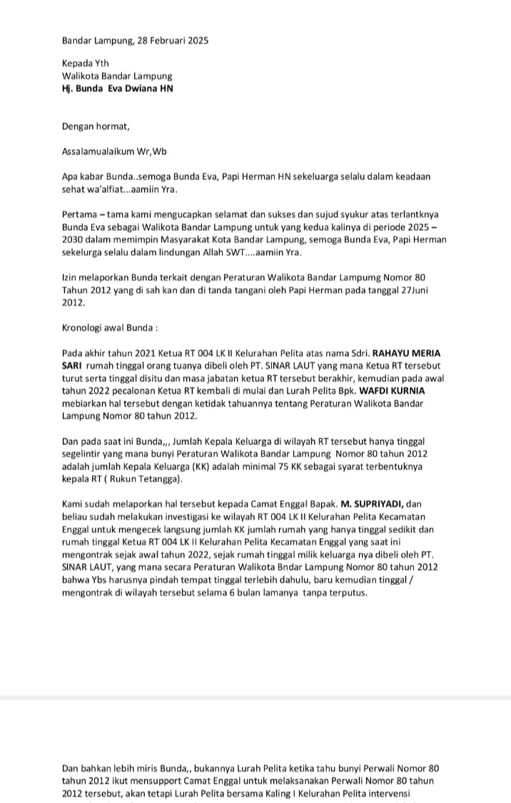 Diduga Langgar Perwali, Lurah Pelita Biarkan Ketua RT Rugikan Keuangan Negara Rp63 Juta